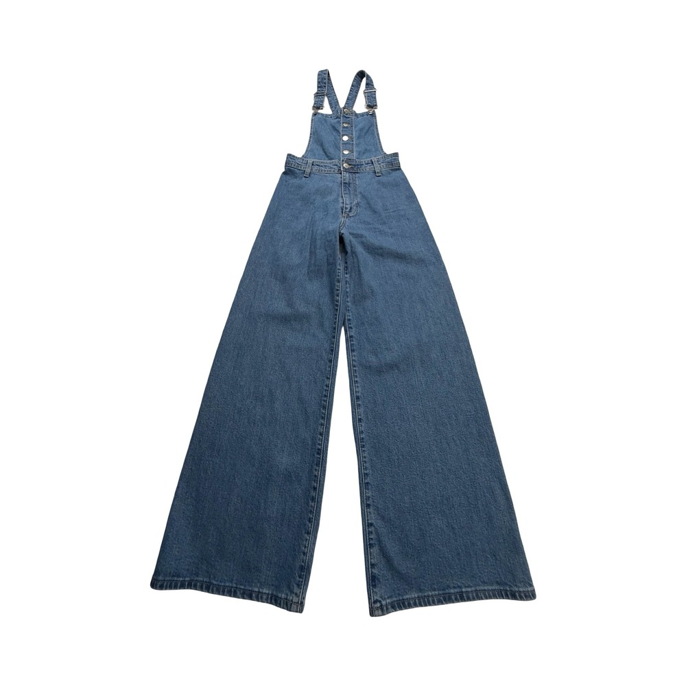 Universal Thread Overalls Womens 2 Blue Wide Leg Denim Cotton Blend Boho